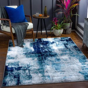 Blue Artistic Weavers Maritza Charcoal and Aqua Indoor/Outdoor 8'9 x 12'9 Area Rug 8'10 x 12'10