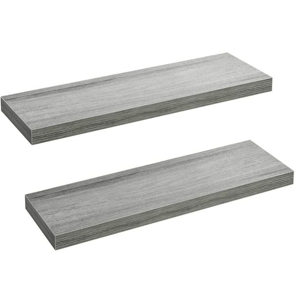Cubilan 24 in. W x 9.3 in. D x 1.5 in. Gray Wood Decorative Wall Shelf, Floating Shelves Storage Shelving