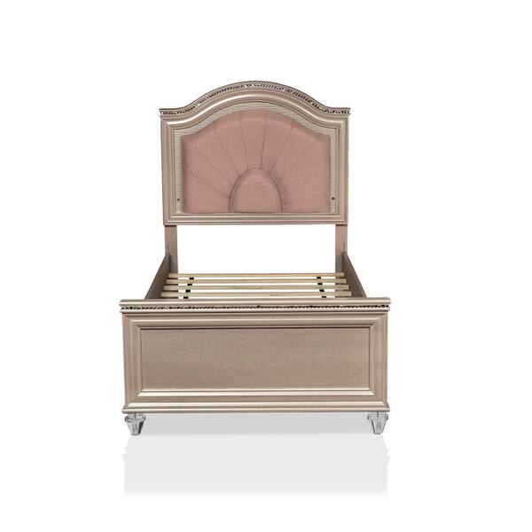 Furniture of America Panella Glam 6-Piece Rose Gold Twin Wood Kids Bedroom Set, Twin - Rose Gold