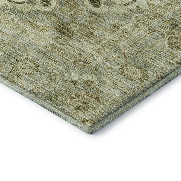 Mayfield Premium Machine Washable Abstract AMF2164 Sage 8 ft. x 8 ft. Round Rug