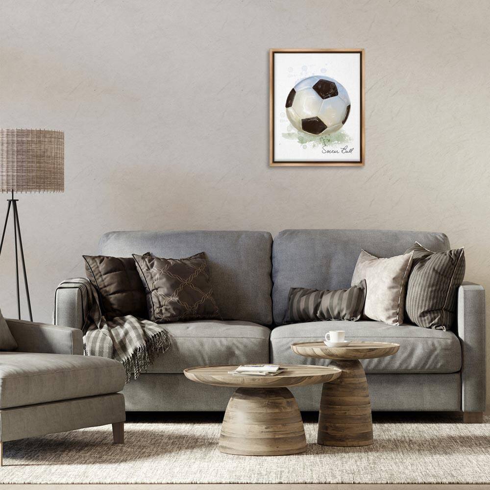 Soft Pastel Soccer Ball by Matthew Piotrowicz Brown Floater Frame Sports Graphic Art Print 21 in. x 17 in. price history on PriceWatchPro