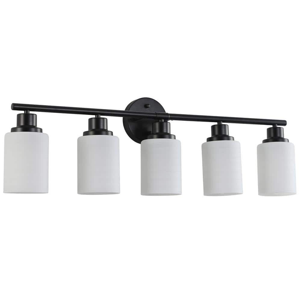 31.5 in. 5-Light Black Vanity Light with White Glass Shade price history on PriceWatchPro