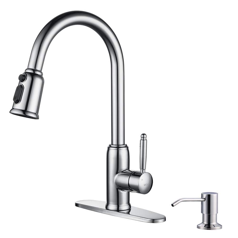 Arcora Single Handle Pull Out Sprayer Kitchen Faucet Deckplate Included With Soap Dispenser In 4526