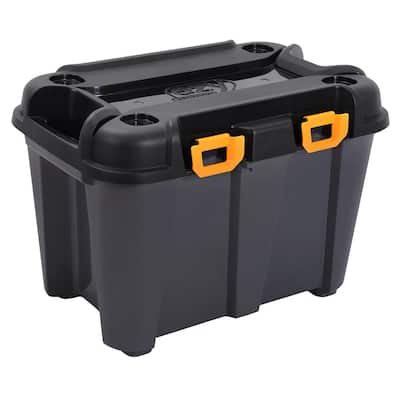 Ezy Storage Bunker 13 Gal Heavy Duty Garage Storage Container Tub In Black Gray Fba The Home Depot