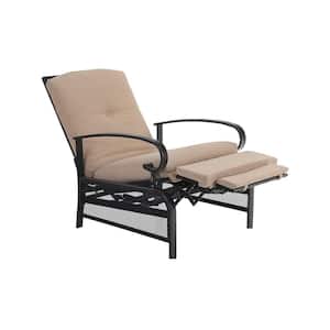 Multi-Angle Adjustable Metal Outdoor Recliner with Beige Cushion