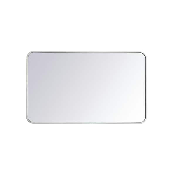 Unbranded Timeless Home 40 in. H x 24 in. W White Modern Soft Corner Rectangular Wall Mirror