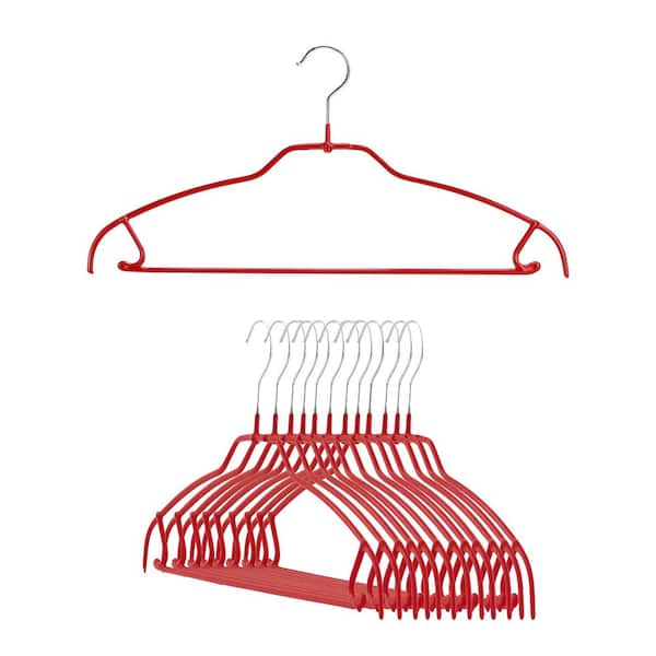 Mawa, 42ftu Silhouette Space-Saving Anti-Slip Steel Clothing Hanger, Set Of 12, Red