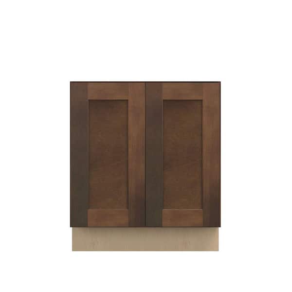 Unbranded Amherst Shaker 27 in. W x 34.5 in. H x 24 in. D Assembled Plywood Full Height Door Base Cabinet in Walnut