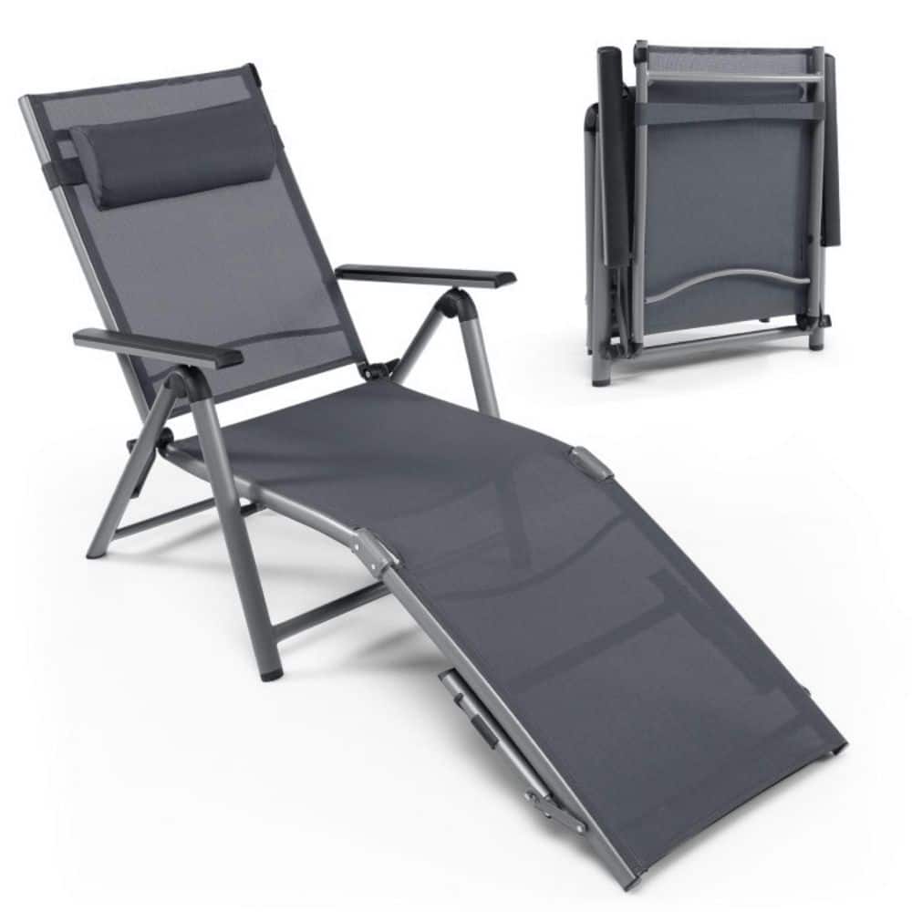 Gray Aluminum Outdoor Chaise Lounge Chair with Quick-Drying Fabric price history on PriceWatchPro