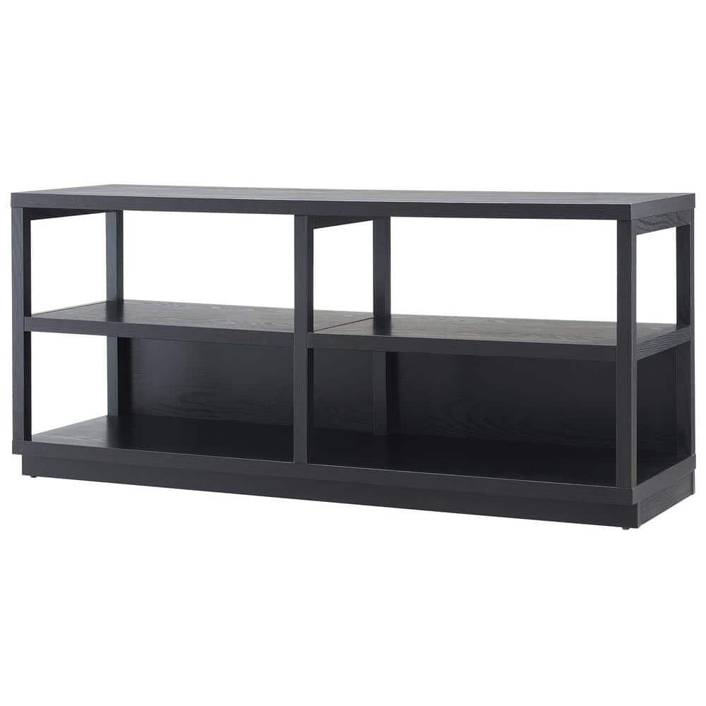 Thalia Modern Black MDF 55" TV Stand with Open Shelving