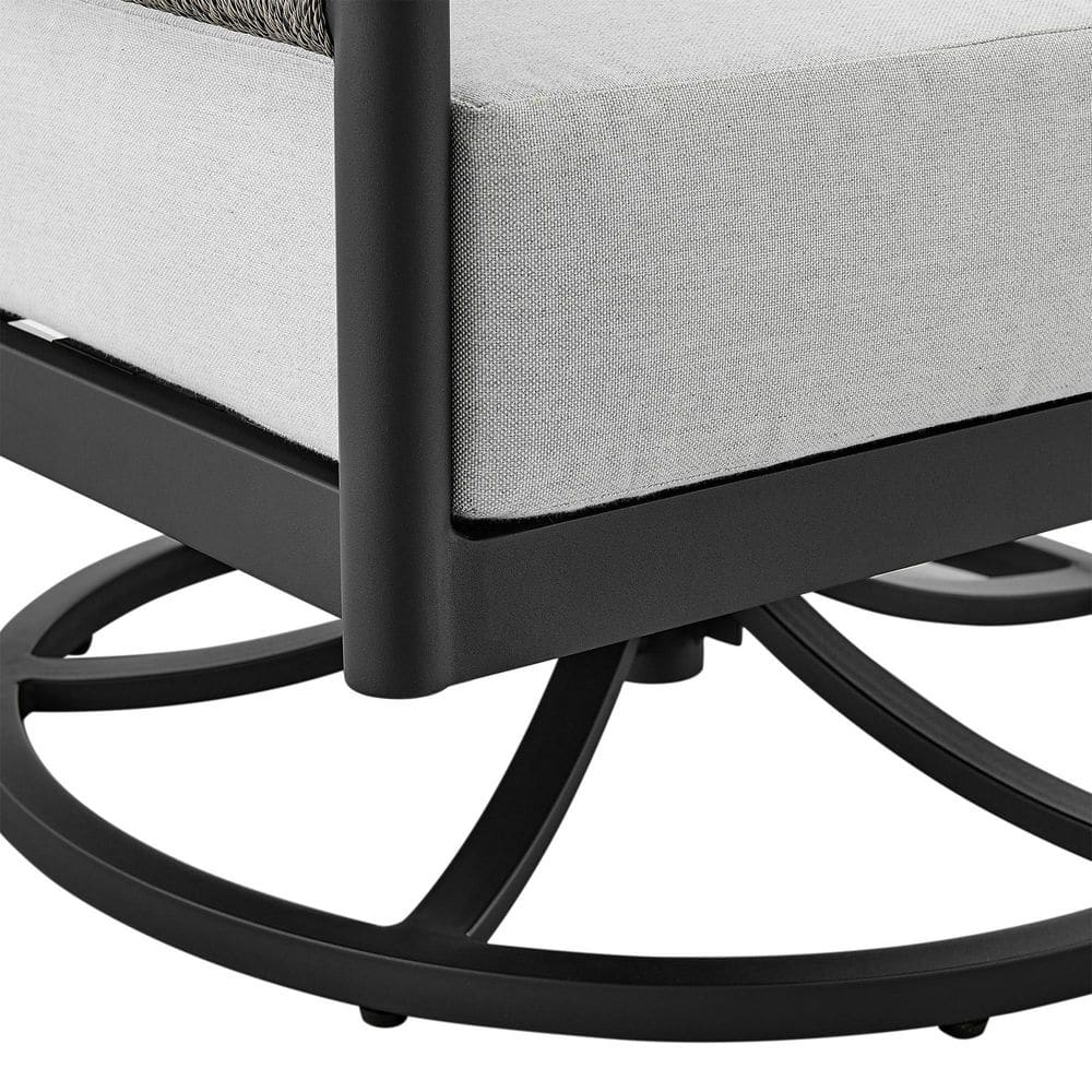 Felicia Gray Aluminum Outdoor Swivel Rocking Chair with Cushions