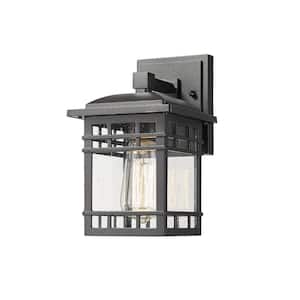 Classic 1-Light Black Hardwired Outdoor Wall Lantern Light Sconce 1-Pack