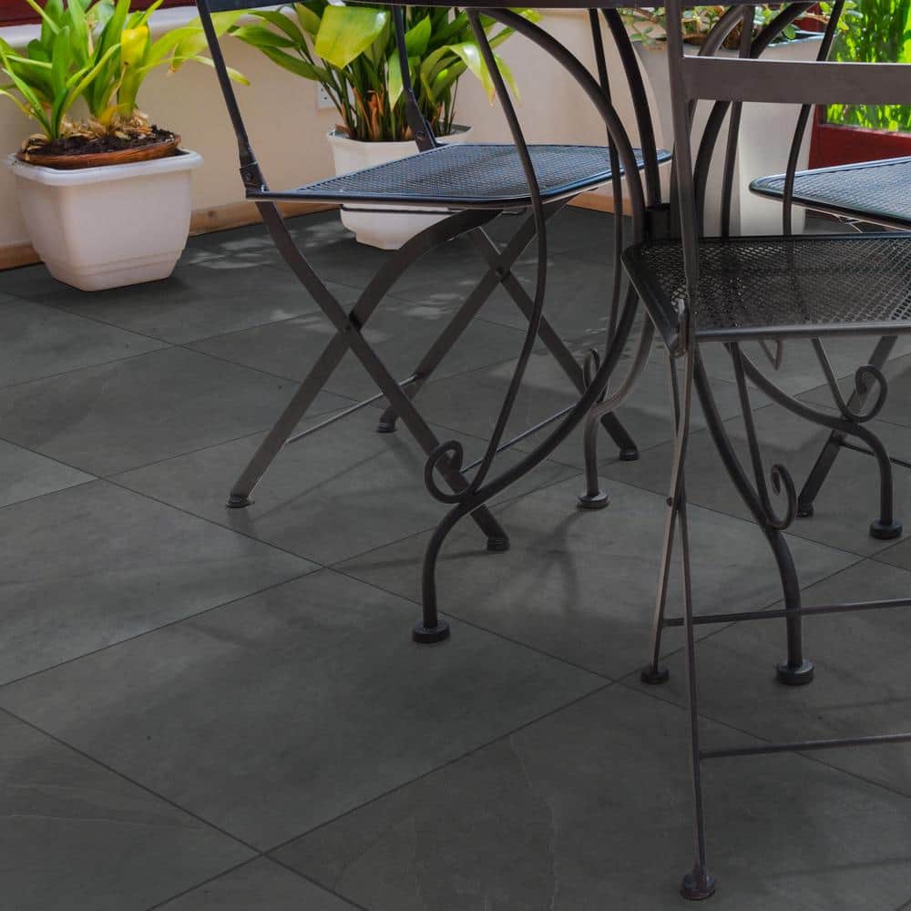 Montauk Black 16" x 16" Textured Slate Floor and Wall Tile