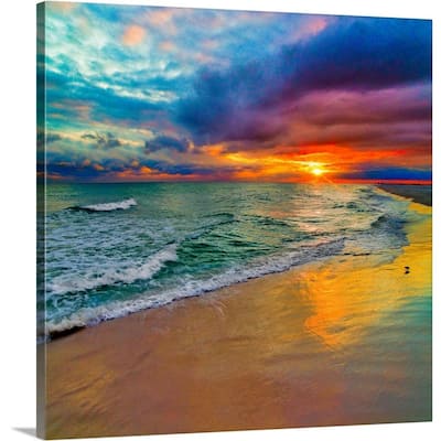 "Colorful Seascape-Swirling Multi Color Sunset" by Eszra Tanner Canvas Wall Art