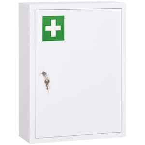 15.75 in. W x 6 in. D x 21 in. H Lockable Bathroom Storage Wall Cabinet in White with 2 Keys