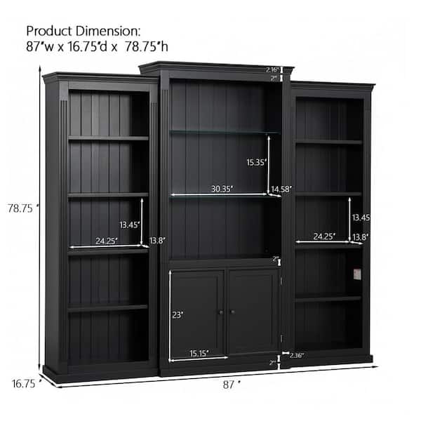 Harper & Bright Designs Black 78.75 in. Tall 3-Piece Wood Standard