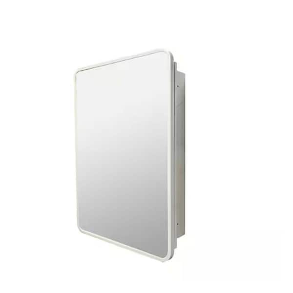 18 in. W x 26 in. H Rectangular Metal Medicine Cabinet with Mirror in Silver, Wall Mount Bathroom Medicine Cabinet
