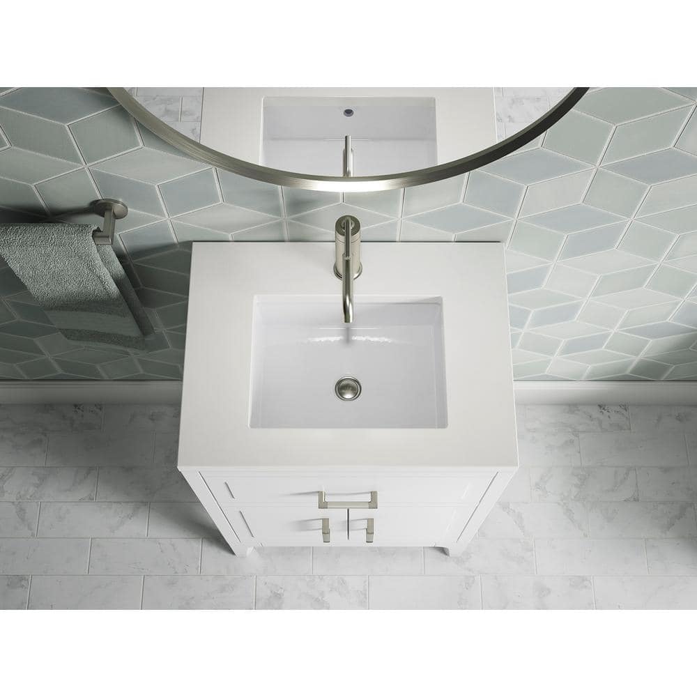 Seer 24" White MDF Freestanding Bathroom Vanity with Quartz Top
