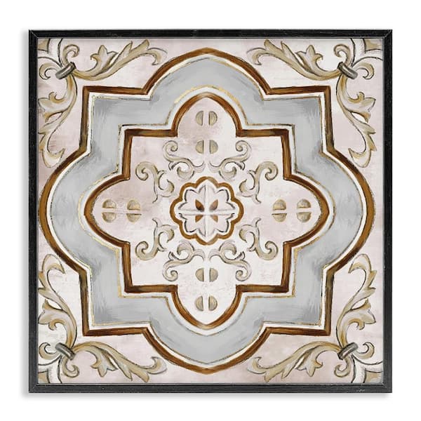Stupell Industries Traditional Symmetrical Tile by Eli Jones Black Framed Abstract Giclee Art Print 12 in. x 12 in.