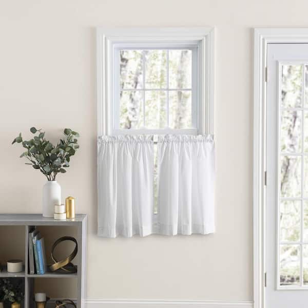 Ellis Curtain Classic White Polyester/Cotton 80 in. W x 30 in. L Rod Pocket Sheer Tailored Tiers