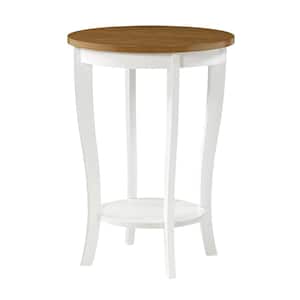American Heritage Driftwood and White Round End Table