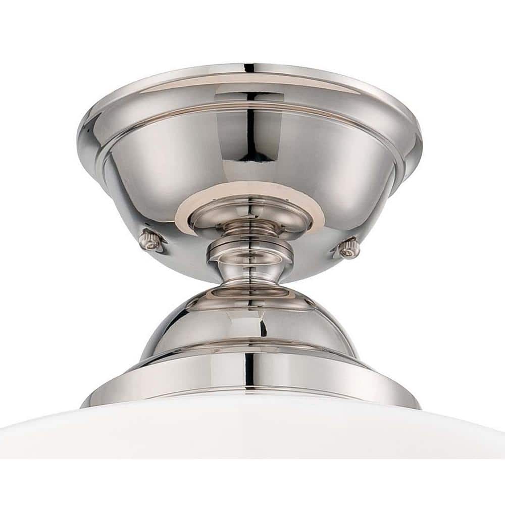 Polished Nickel Opal Glass 1-Light Semi-Flush Mount