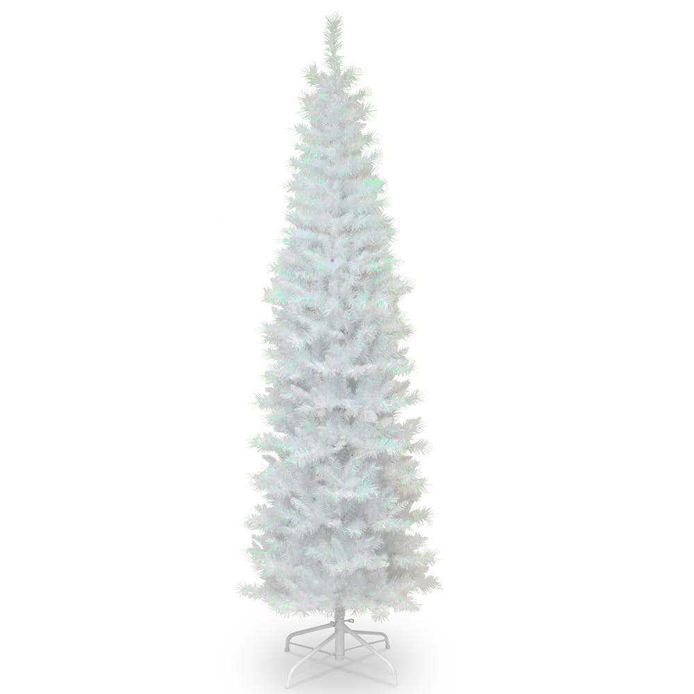 YoungUS 7 Ft White Iridescent Tinsel Artificial Unlit Christmas Tree with  Metal Stand, 1636 Branch Tips, 8' Hinged Easy Setup Xmas Tree with Foldable