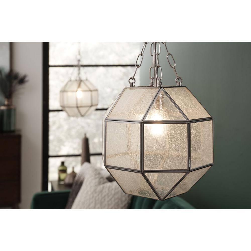 Mauldin 19.88'' Vintage Brushed Nickel Pendant with Seeded Glass
