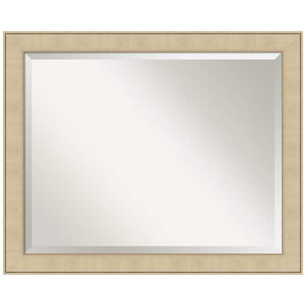 Amanti Art Medium Rectangle Classic Honey Silver Beveled Glass Casual Mirror (26 in. H x 32 in. W)