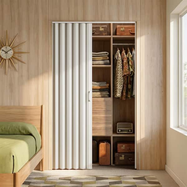 doorzo SOCBAZZAR 42 in x 80 in. White Oak Finished Interior PVC Folding