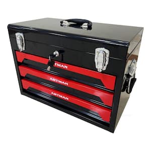 3-Tier Metal Locker in Red with Lock and Handle