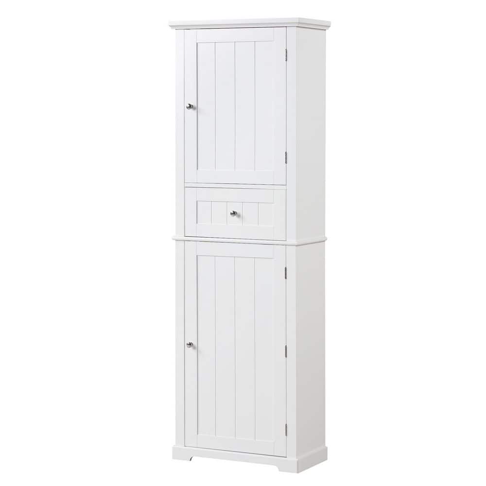 22 in. W x 11 in. D x 67.7 in. H White MDF Freestanding Linen Cabinet with Adjustable Shelf and 1-Drawer price history on PriceWatchPro