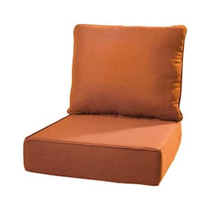 24 in. x 24 in. x 6 in. CushionGuard Outdoor Thicken Lounge Chair Deep Seat Replacement Cushion Set in Orange