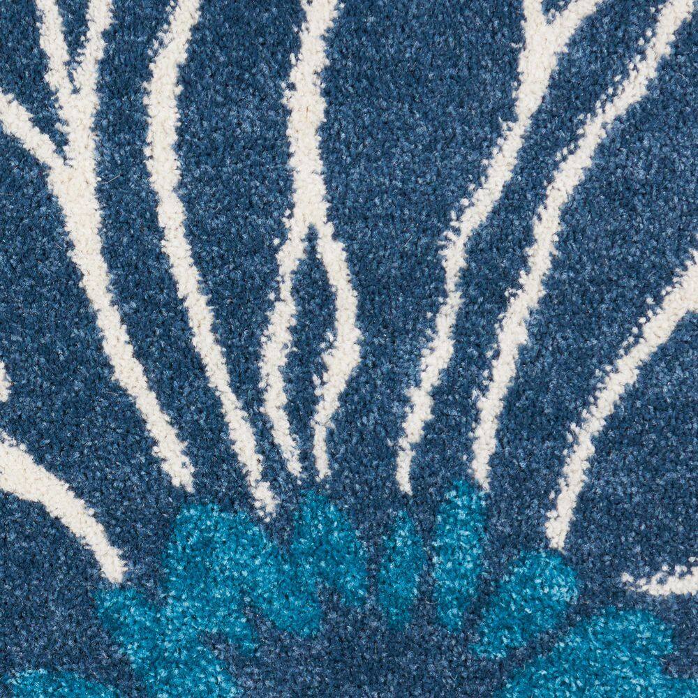 Blue and Yellow Floral Synthetic Easy Care Area Rug