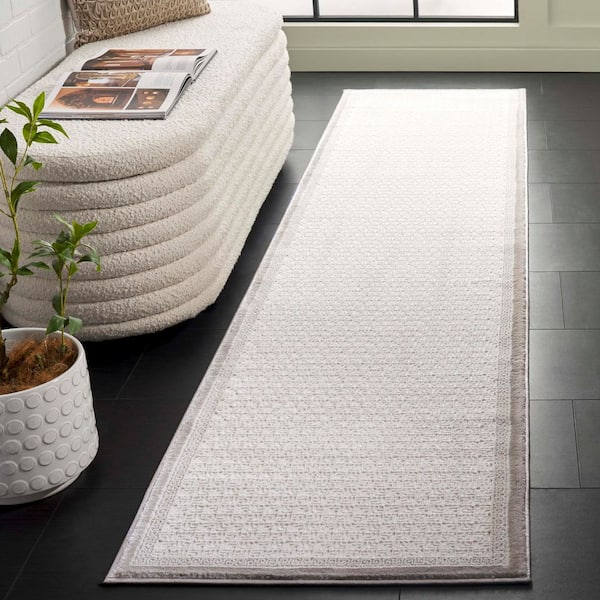 Prestige 2 ft. x 8 ft. Ivory/Beige Solid Border Runner Rug
