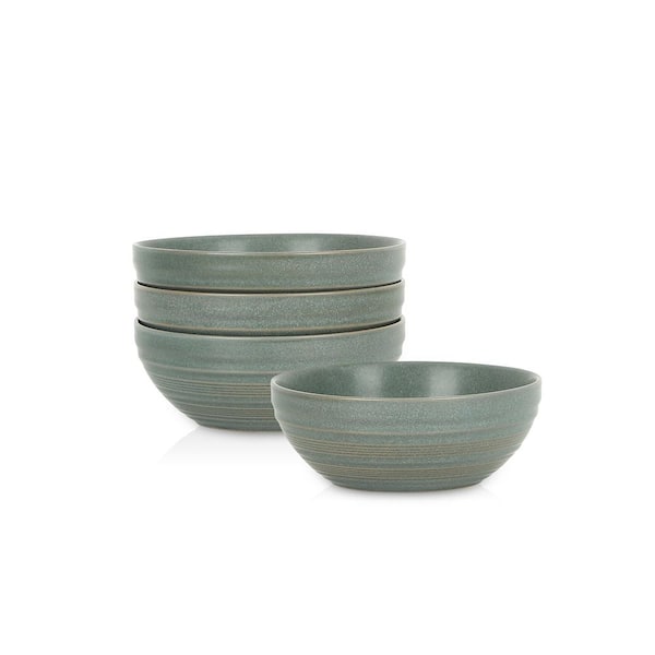 Elio 4-Piece 25.5 fl oz Green Stoneware Cereal Bowl Set