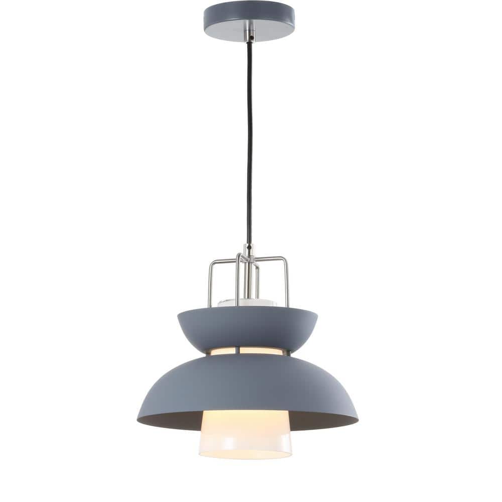 Paul 11" Adjustable Farmhouse Metal LED Pendant in Gray
