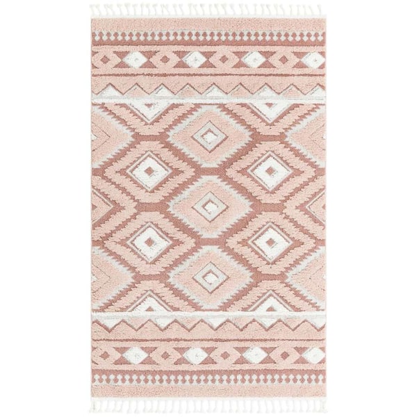 Unique Loom Boho Gigi Pink 5 ft. 3 in. x 8 ft. Area Rug