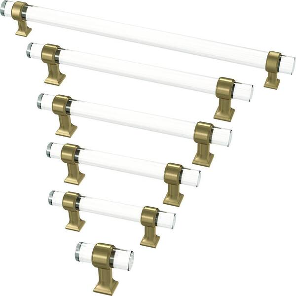 Single Champagne Acrylic & Copper Cabinet Knob - Modern Drawer Pull Handle (1.5"H)
