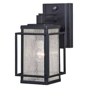 Hyde Park 1 Light Dusk to Dawn Bronze Mission Outdoor Wall Lantern Clear Glass