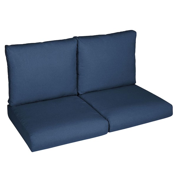 SORRA HOME Sorra Home 25 in. x 25 in. x 5 in. (4-Piece) Deep Seating Outdoor Loveseat Cushion in ETC Midnight