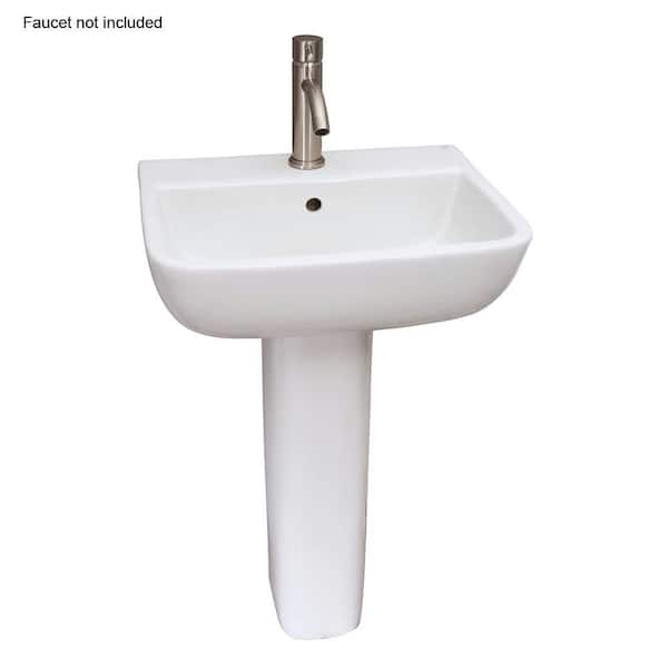 Barclay Products Series 600 20 in. Pedestal Combo Bathroom Sink with 1 Faucet Hole in White