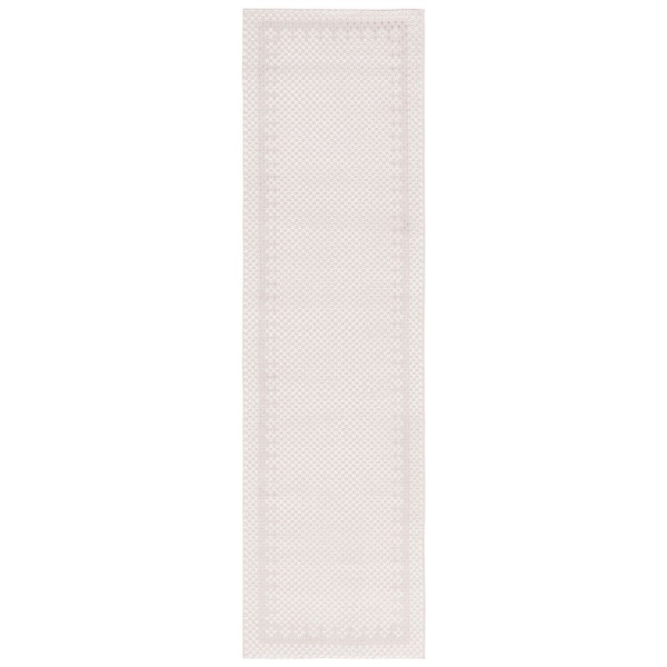 Continental 2 ft. x 8 ft. Ivory/Beige Border Latticework Runner Rug