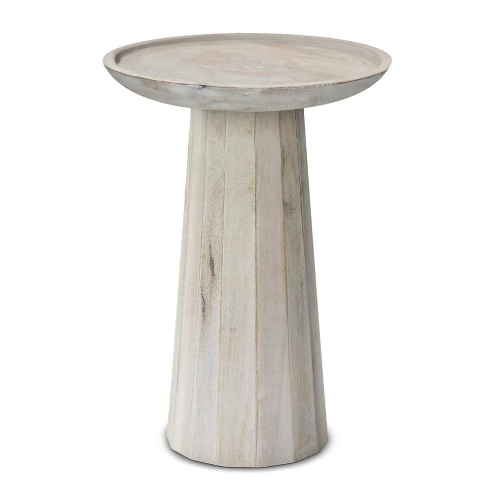 Dayton 13" White Wash Solid Mango Wood Round Accent Table