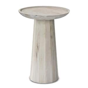 Dayton Solid Mango Wood 13 in. W Round Contemporary Wooden Accent Table in White