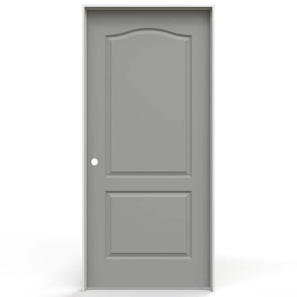 36 in. x 80 in. Camden 2 Panel Arch Right-Handed Hollow Core Gray Pearl Molded Composite Single Prehung Interior Door