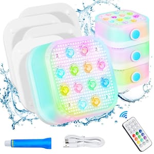 2600mAh Waterproof Rechargeable 16 Color Changing Pool Lights for Inground Pool LED Lights Party Decor