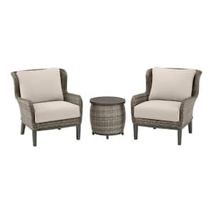 Cooper Lake 3-Piece Wicker Patio Conversation Set with CushionGuard Putty Cushions