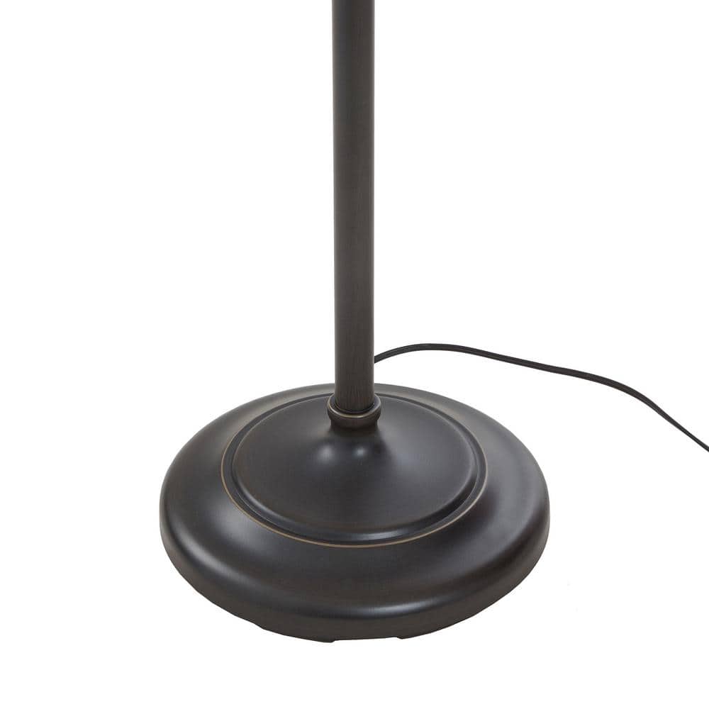 Dunbrook Dark Bronze Lamp Set with White Fabric Shades