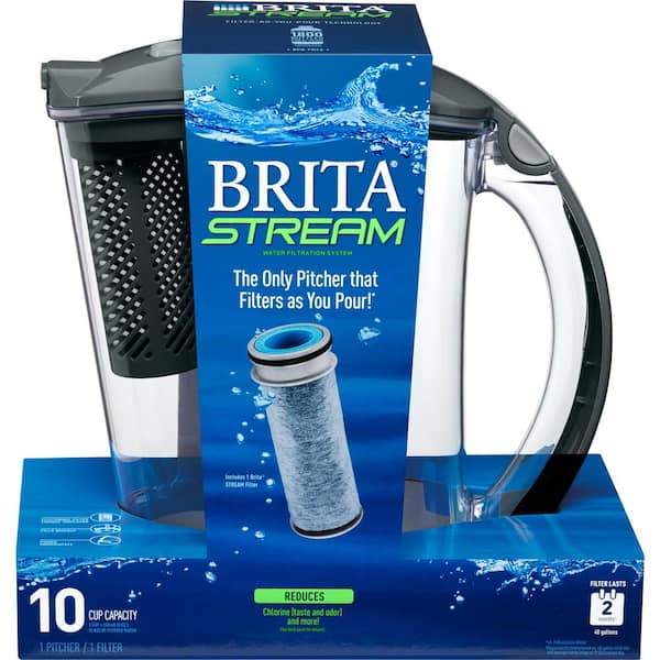 Stream Rapids 10-Cup as You Pour Water Filter Pitcher in Carbon Gray, BPA Free 6025836217 - The Home Depot
